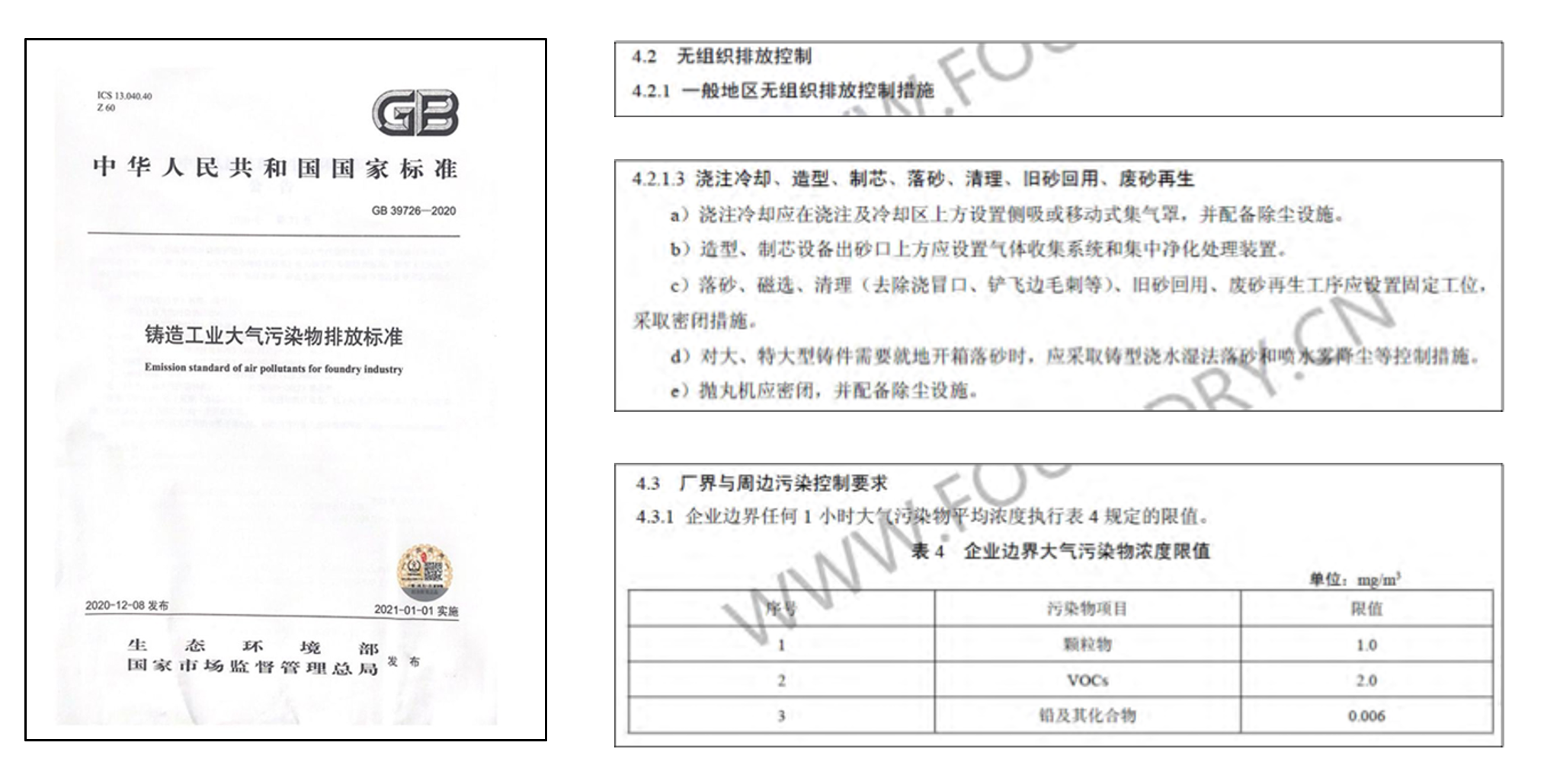 铸造工业大气污染物排放标准